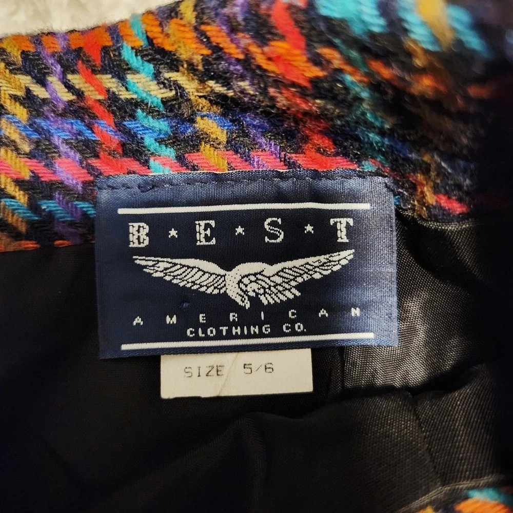 BEST American Clothing Co Houndstooth Plaid Wool Blend Skirt Size 5/6 - Picture 2 of 6